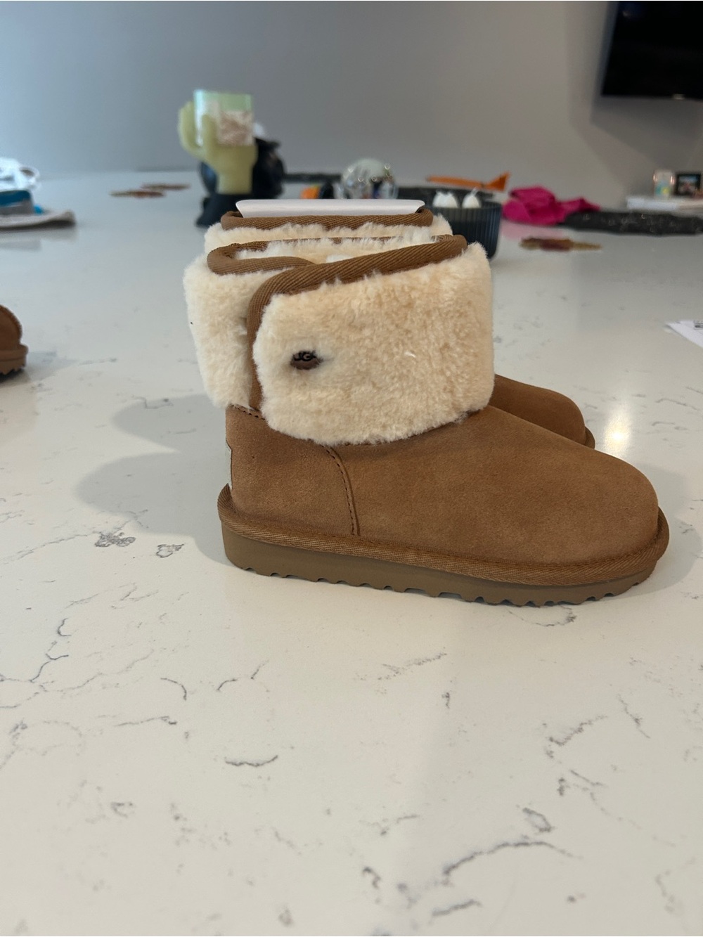 UGG Chestnut Kids Short Shearling Cuff Boot